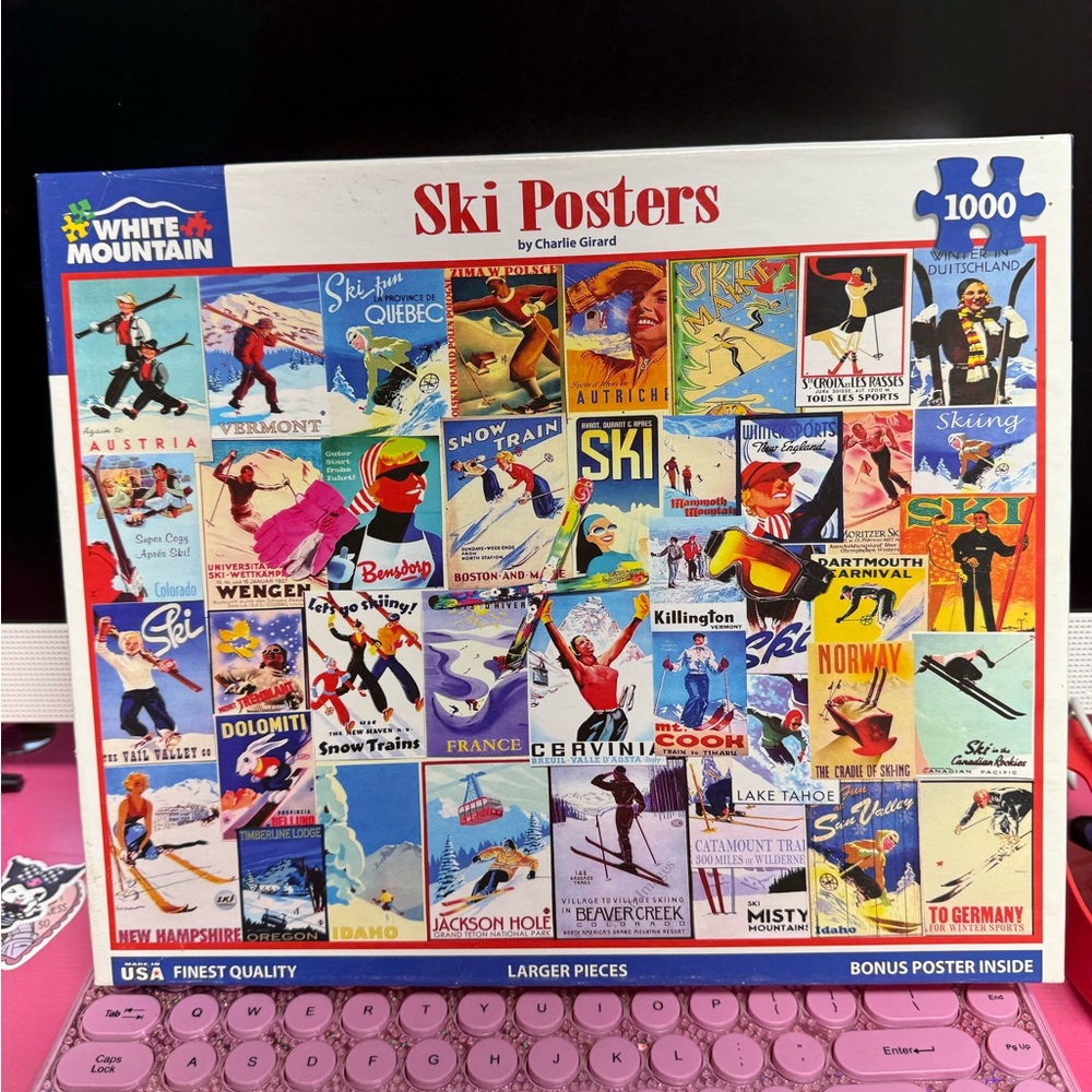 White Mountain Vintage Ski Posters Puzzle